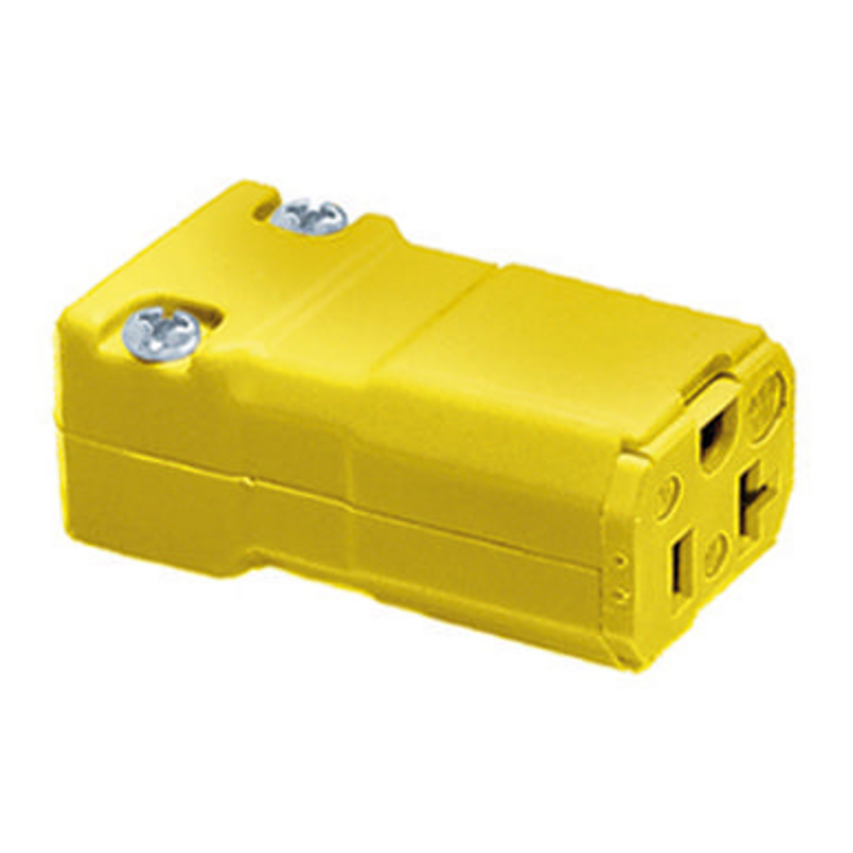 Straight Blade Devices, Female Connector Body, Valise Series, Industrial/Commercial Grade, Straight, 2-Pole 3- Wire Grounding, 20A 125V, 5-20R, Yellow, Single Pack.