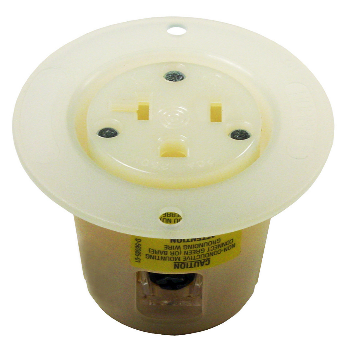 Straight Blade Devices, Inlets, Flanged, Commercial/Industrial Grade, 2-Pole 3-Wire Grounding, 20A 125V, 5-20R, Stainless, Single Pack.