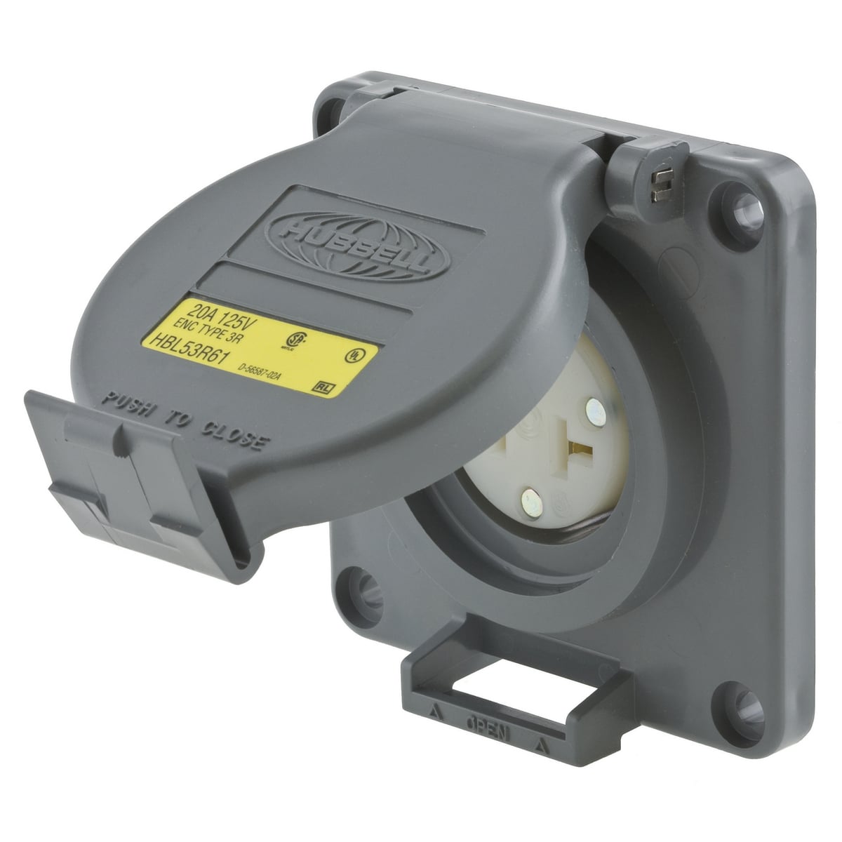 Temporary Power Products, Spider Portable Power, Replacement Parts, Flush Receptacle, 50A 125/250V, 3-Pole 4-Wire Grounding