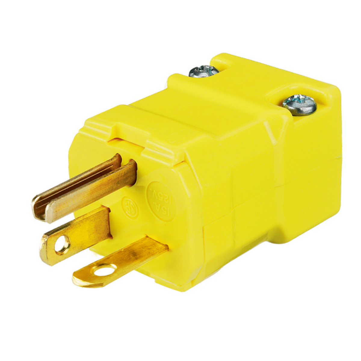 Straight Blade Devices, Male Plug, Valise Series, Industrial/Commercial Grade, Straight, 2-Pole 3-Wire Grounding, 20A 250V, 6-20P, Yellow, Single Pack.