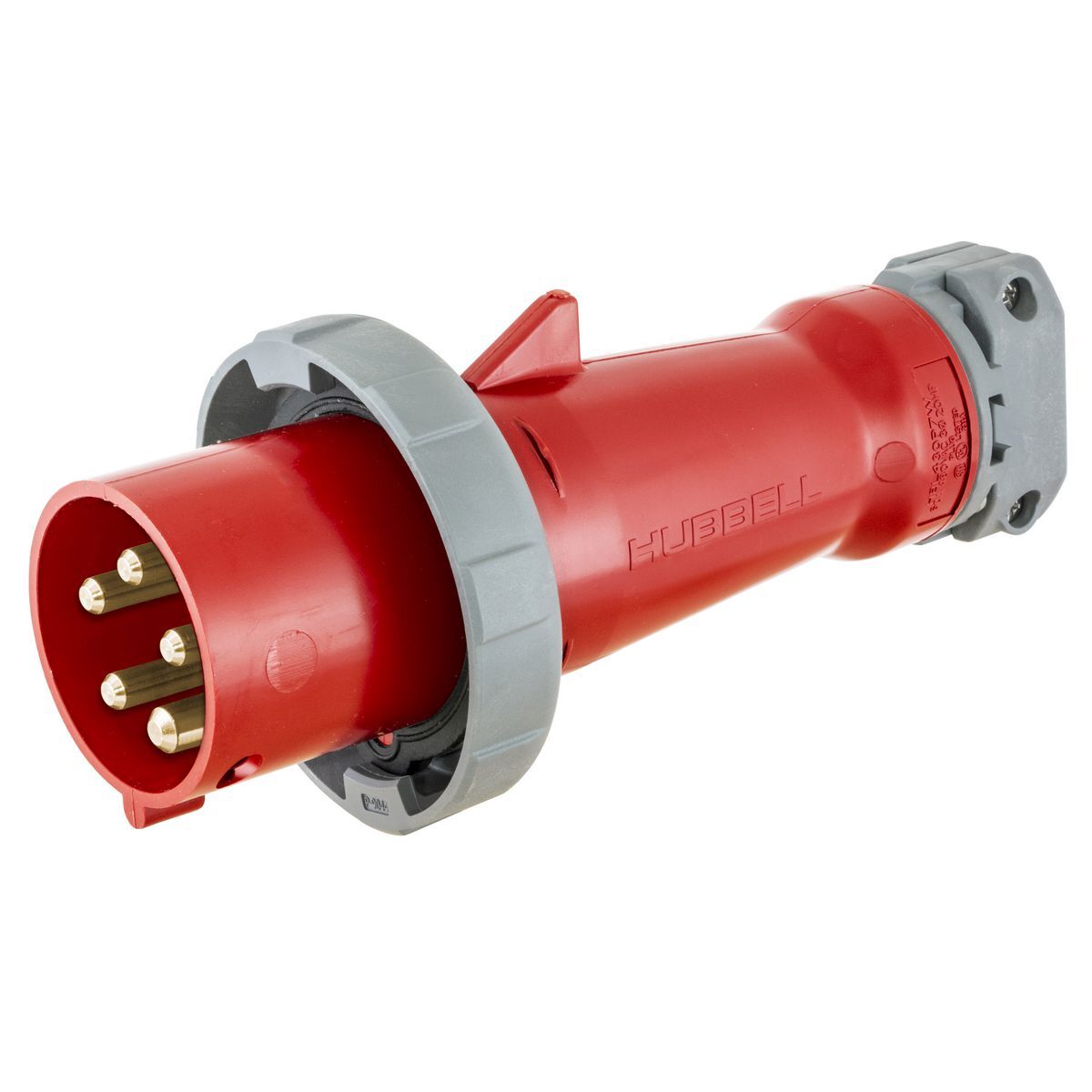 Heavy Duty Products, IEC Pin and Sleeve Devices, Industrial Grade, Male, Plug, 60A 3-Phase Wye 277/480V AC, 4- Pole 5-Wire Grounding, Terminal Screws, Red, Watertight