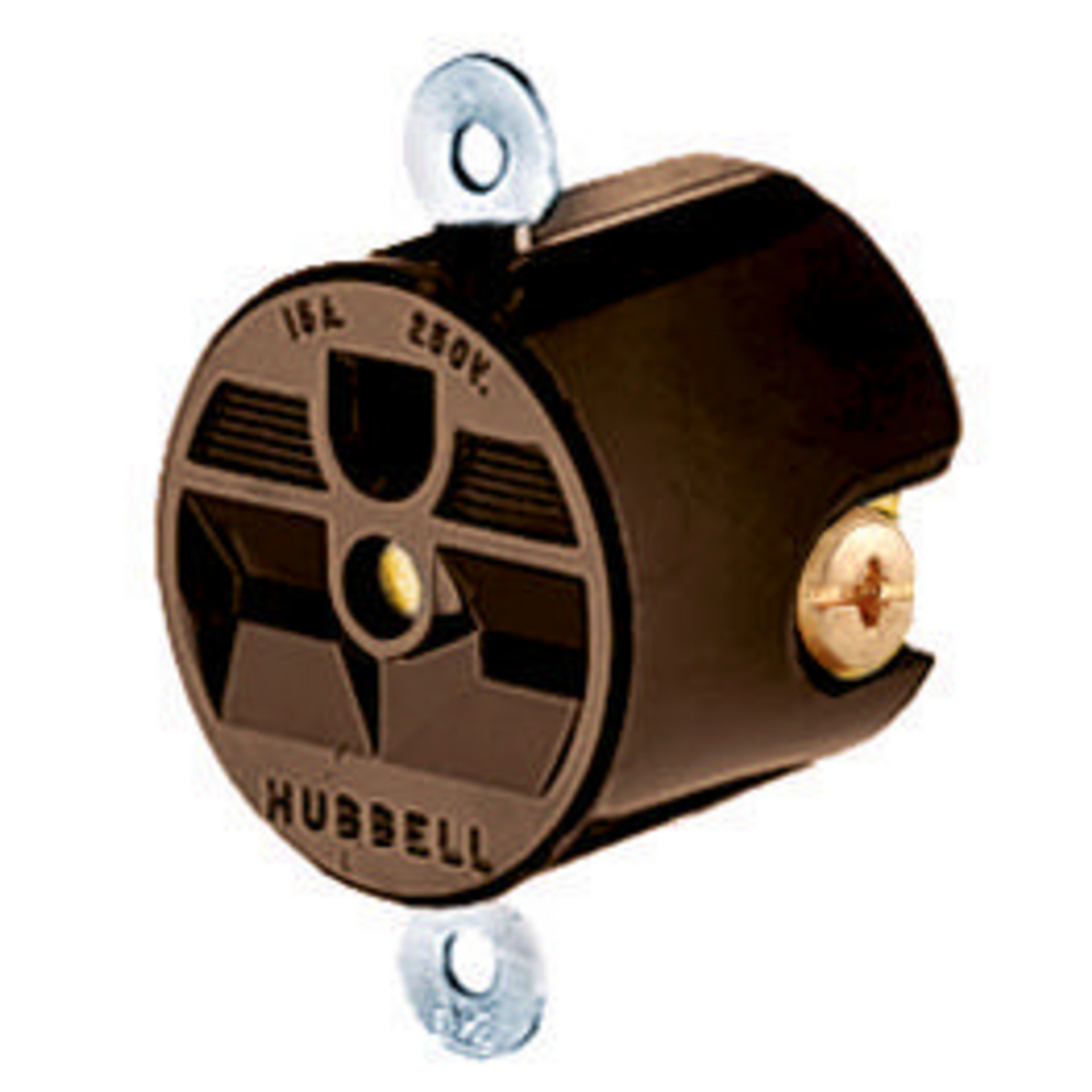 Straight Blade Devices, Receptacles, Panel Mount Single, Specification Grade, 2-Pole 3-Wire Grounding, 15A 250V, 6-15R, Brown, Single Pack