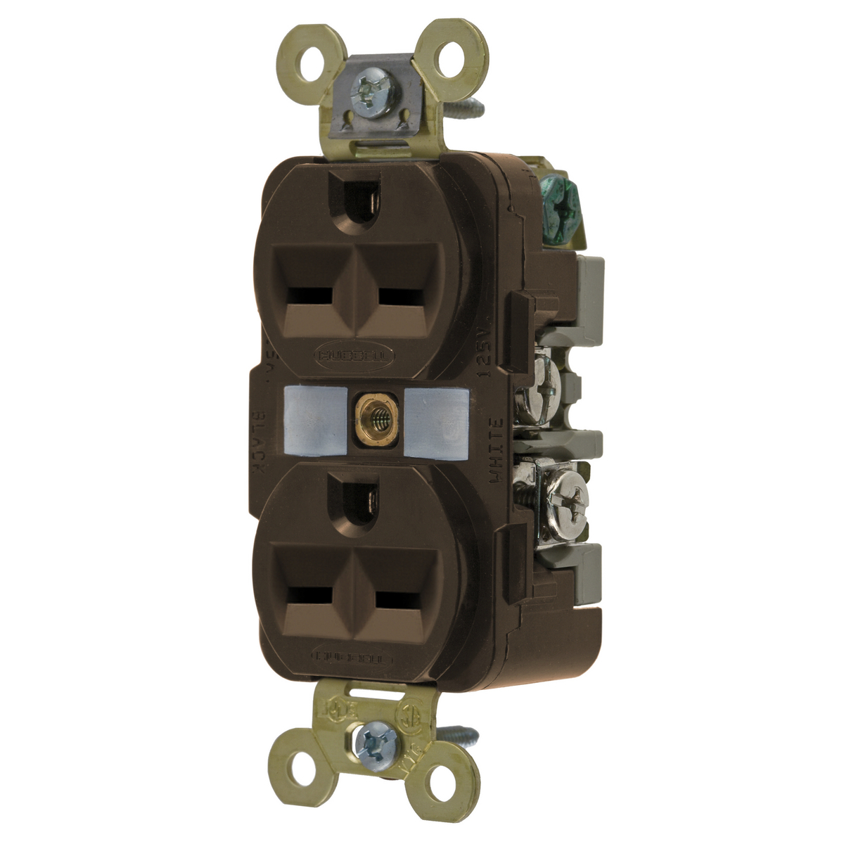 Straight Blade Devices, Receptacles, Duplex, Specification Grade, 2-Pole 3-Wire Grounding, 15A 250V, 6-15R, Brown, Single Pack