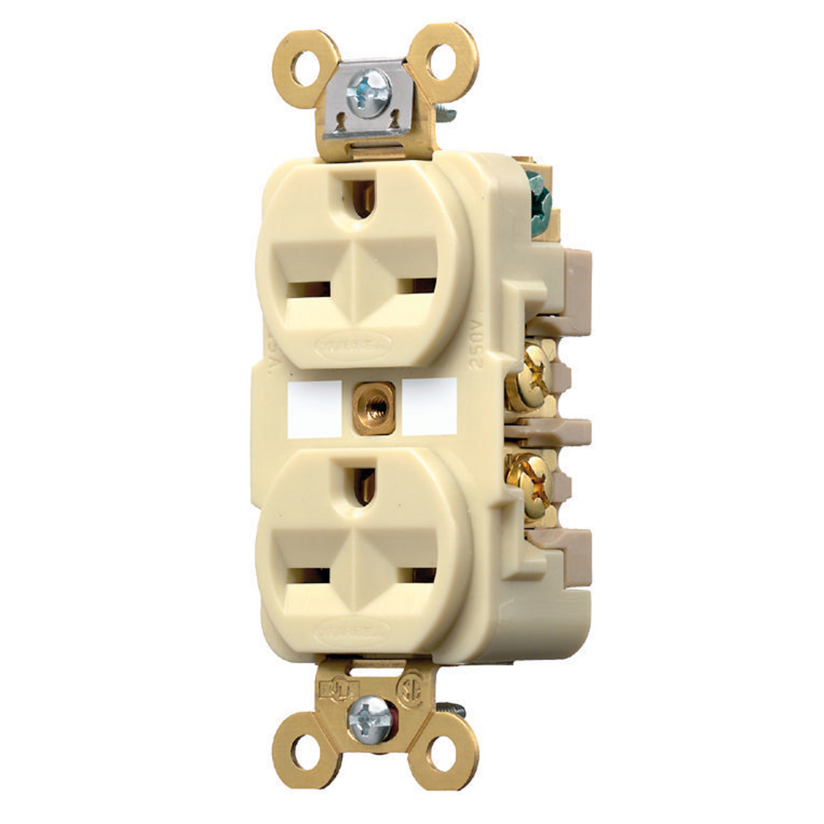 Straight Blade Devices, Receptacles, Duplex, Specification Grade, 2-Pole 3-Wire Grounding, 15A 250V, 6-15R, Ivory, Single Pack