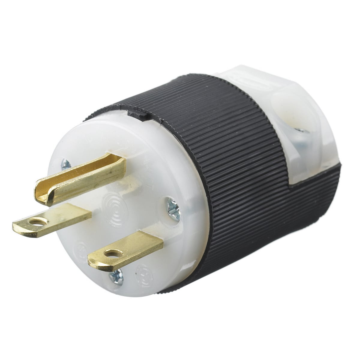 Straight Blade Devices, Male Plug, Insulgrip Heavy Duty, Industrial/Commercial Grade, Straight, 2-Pole 3- Wire Grounding, 15A 250V, 6-15P, Black and White, Single Pack.