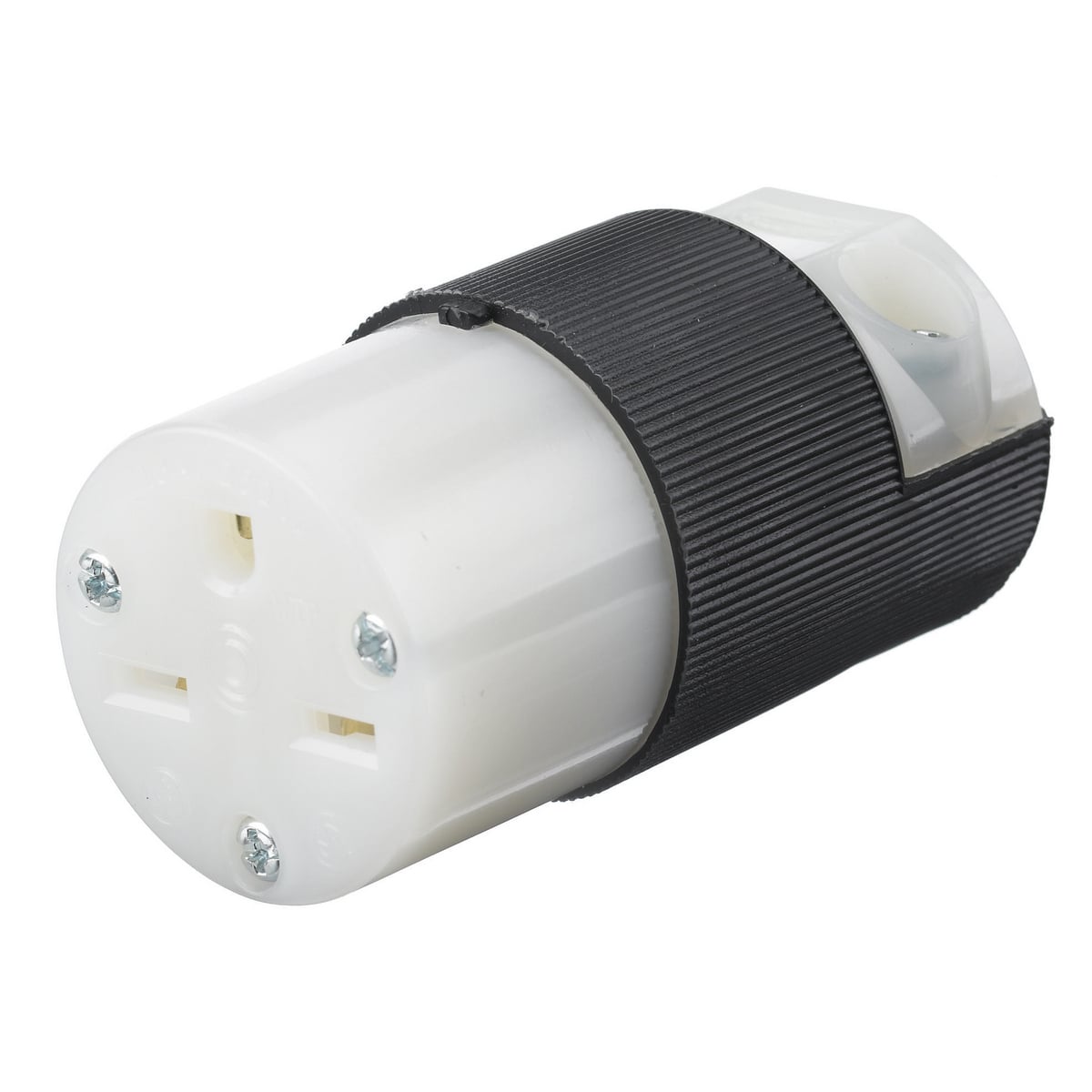Straight Blade Devices, Female Connector Body, Insulgrip Heavy Duty, Industrial/Commercial Grade, Straight, 2- Pole 3-Wire Grounding, 15A 250V, 6-15R, Black and White, Single Pack.