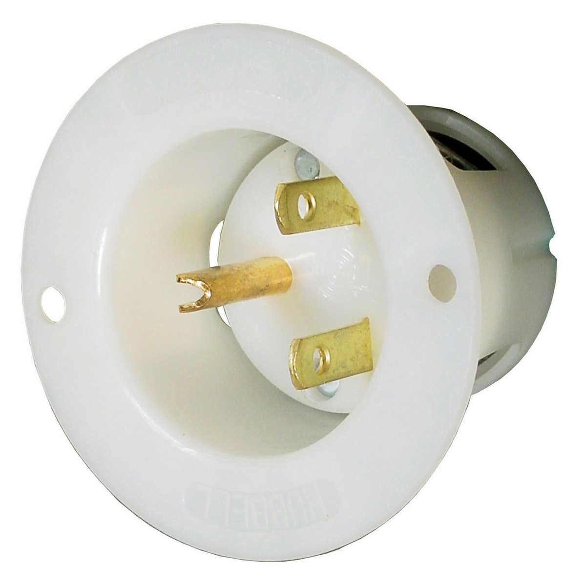 Straight Blade Devices, Male Inlets, Flanged, Industrial/Commercial, 15A 250V, 2-Pole 3-Wire Grounding, 6- 15P, White, Single Pack.