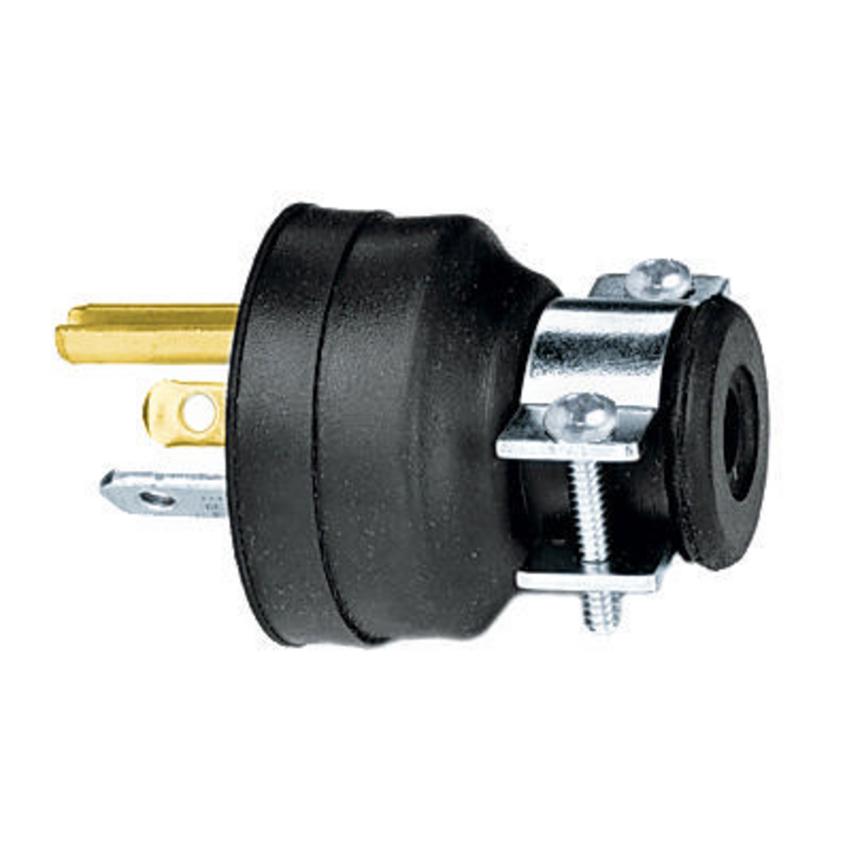 Straight Blade Devices, Male Plug, Heavy Duty, Industrial/Commercial Grade, Straight, 2-Pole 3-Wire Grounding, 15A 277V AC, 7-15P, Black, Single Pack.