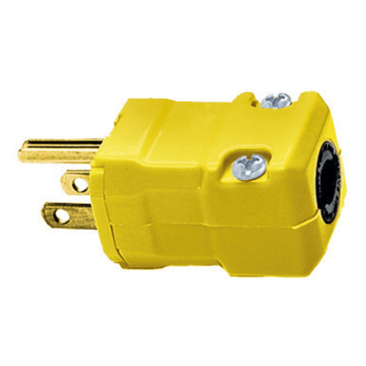 Straight Blade Devices, Male Plug, Valise Series, Industrial/Commercial Grade, Straight, 2-Pole 3-Wire Grounding, 15A 125V, 5-15P, Yellow, Single Pack.