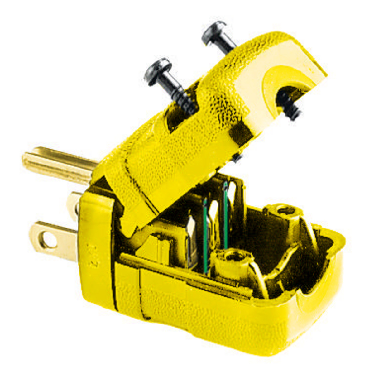 Straight Blade Devices, Male Plug, Valise Series, Industrial/Commercial Grade, Straight, 2-Pole 3-Wire Grounding, 15A 125V, 5-15P, Yellow, Single Pack