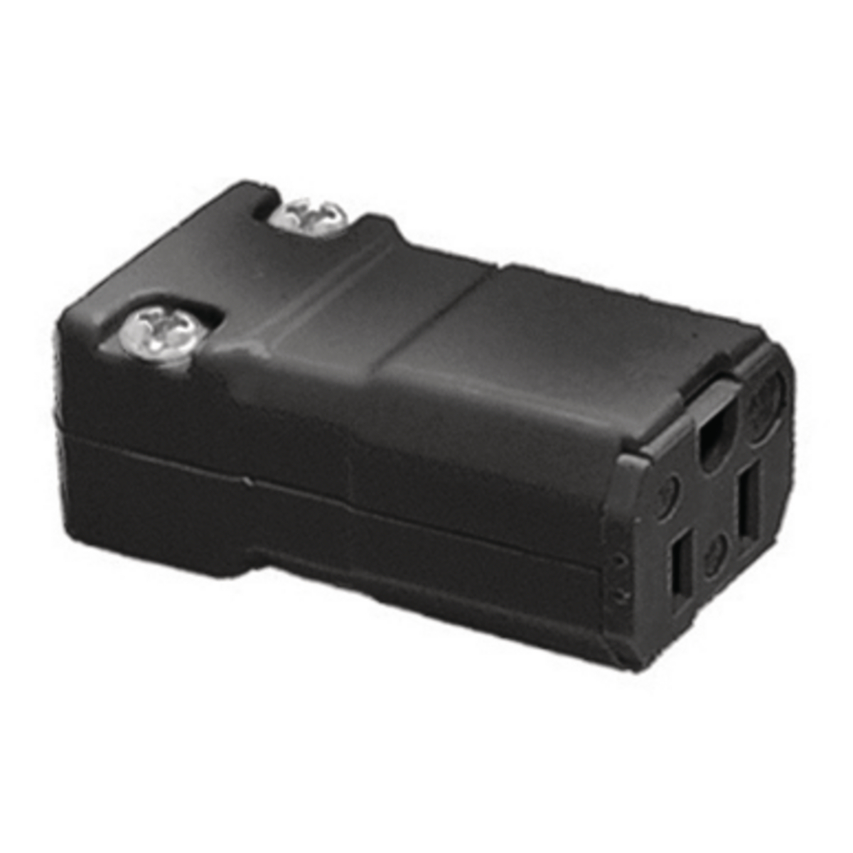 Straight Blade Devices, Female Connector Body, Valise Series, Industrial/Commercial Grade, Straight, 2-Pole 3- Wire Grounding, 15A 125V, 5-15R, Black, Single Pack.