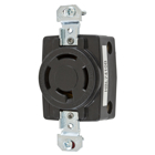 Locking Devices, Twist-Lock, Industrial, Single Flush Receptacle, 20A 3-Phase Wye 120/208V AC, 4-Pole 4-Wire Non- Grounding, Non-NEMA, Screw Terminal, Back wired, Black thermoset.