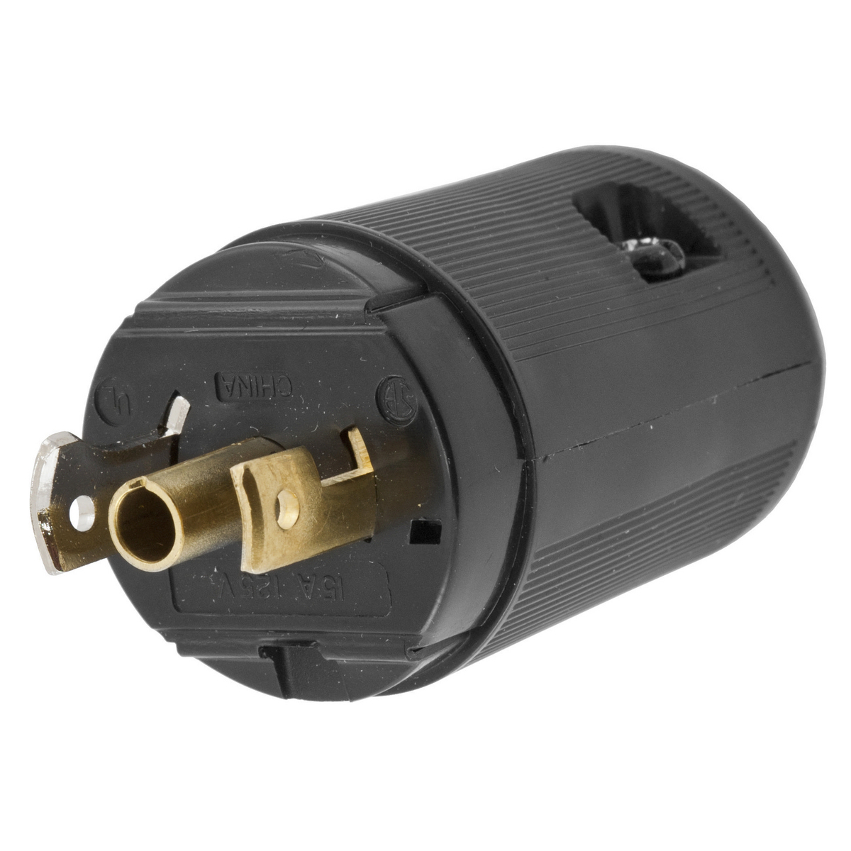 Locking Devices, Midget Twist-Lock, Valise, Male Plug, 15A 125V AC, 2-Pole 3-Wire Grounding, NEMA ML-2P, Screw Terminal, Black.