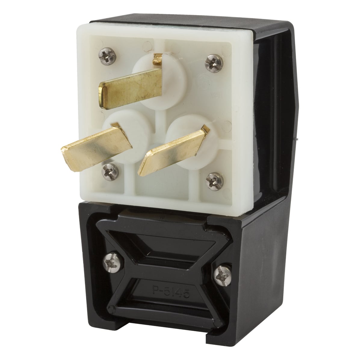 Straight Blade Devices, Male Plug, Heavy Duty, Industrial/Commercial Grade, Straight, 3-Pole 3-Wire Non Grounding, 50A 125/250V, 10-50P, Black, Single Pack.