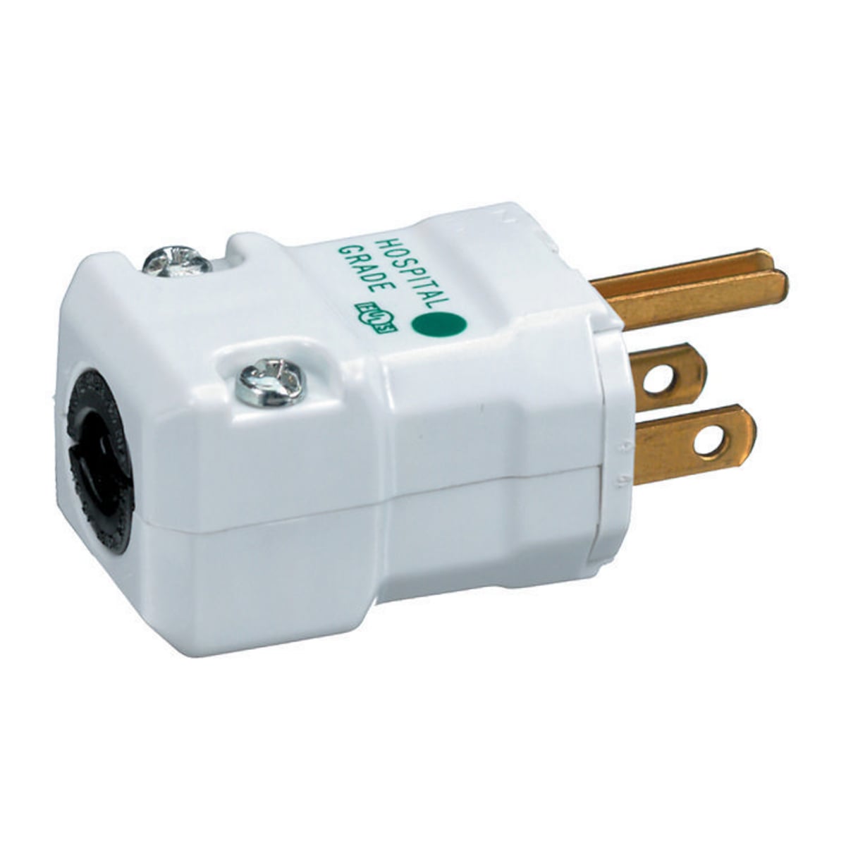 Straight Blade Devices, Male Plug, Valise Series, Hospital Grade, Straight, 2-Pole 3-Wire Grounding, 15A 125V, 5- 15P, White, Single Pack.