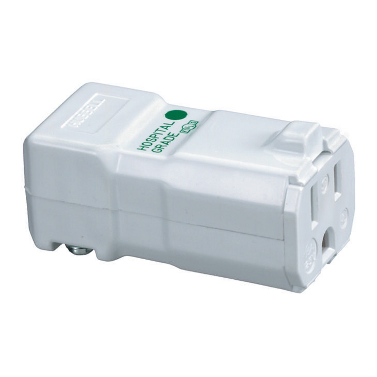 Straight Blade Devices, Female Connector Body, Valise Series, Hospital Grade, Straight, 2-Pole 3-Wire Grounding, 15A 125V, 5-15R, White, Single Pack.
