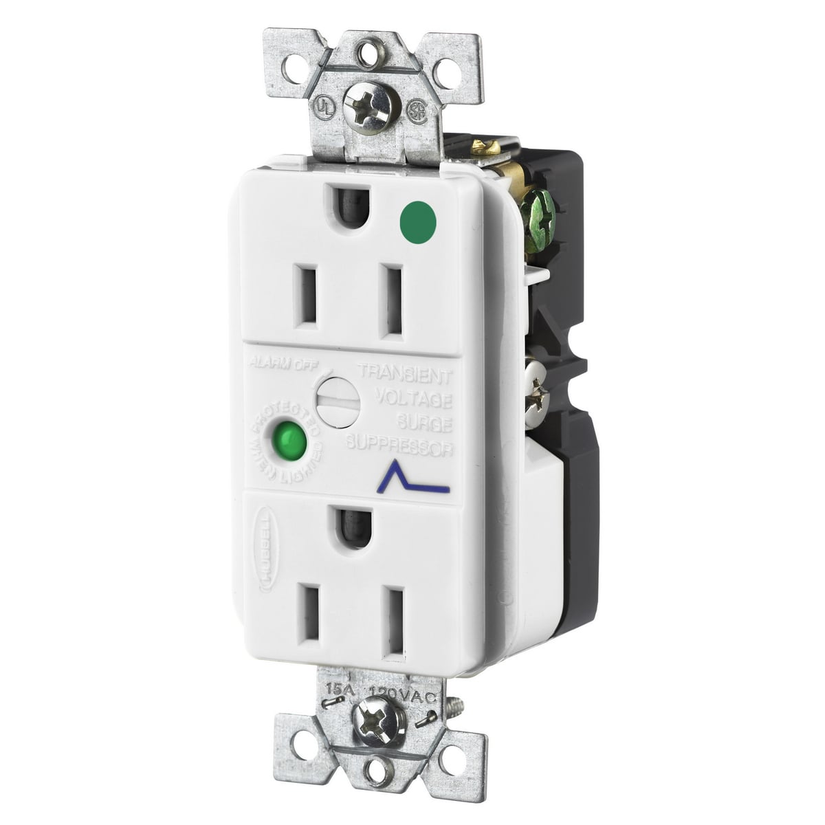 Surge Protective Devices, SPIKESHIELD Hospital Grade Surge Suppression Receptacle, Duplex, 15A 125V, 5-15R, White