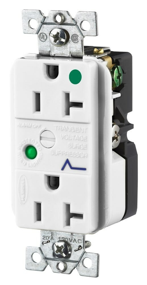 DUP SPD RCPT, HG, 20A 125V, 5-20R, WH