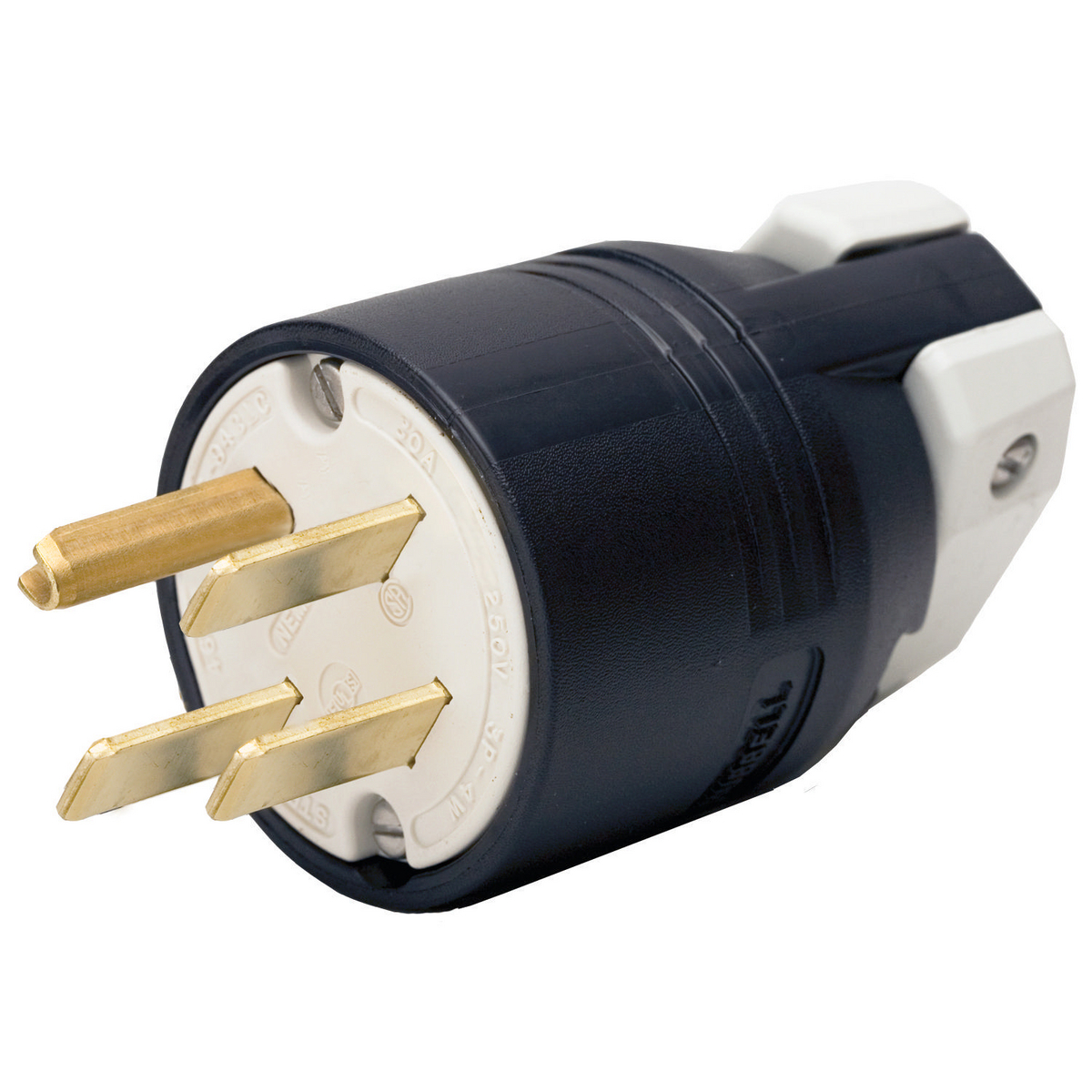 Straight Blade Devices, Plug Industrial Grade, 3-Pole 4-Wire Grounding, 30A 3 Phase 250V AC, 15-30P, Single Pack.