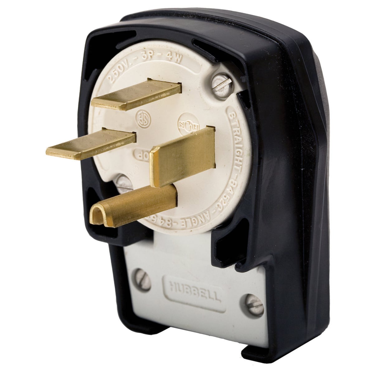 Straight Blade Devices, Plug,Industrial Grade, 3-Pole 4-Wire Grounding, 50A 3 Phase 250V AC, 15-50P, Black, Single Pack.