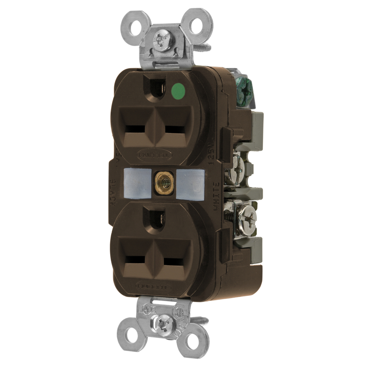 Straight Blade Devices, Receptacles, Duplex, Hospital Grade, 2-Pole 3-Wire Grounding, 15A 250V, 6-15R, Brown, Single Pack.