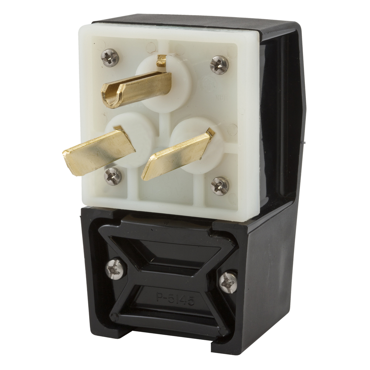 Straight Blade Male Plug, 4-Position, Heavy Duty, Industrial/Commercial Grade, Angled, 2-Pole 3-Wire Grounding, 50A 277V AC, 7-50P