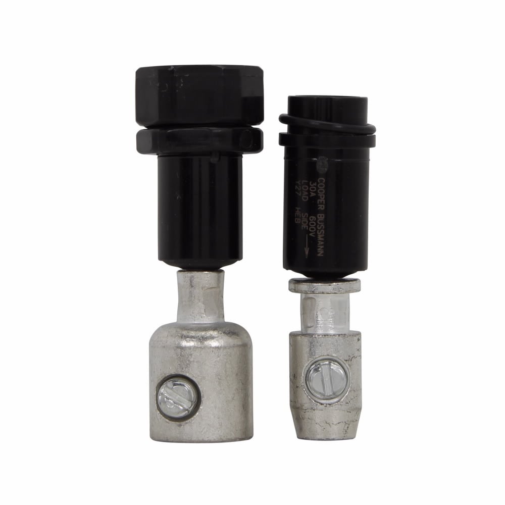 Eaton Bussmann series HEB inline fuse holder, 600V, 30A, Loadside: Copper setscrew #3-8, Lineside: Copper setscrew #2-12, Single-pole