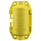 Twist-Lock Devices, Accessories, PLUGOUT Lockout device for attachable 20 and 30A plugs, straight body or angle types, with or without weatherproof covers, Yellow