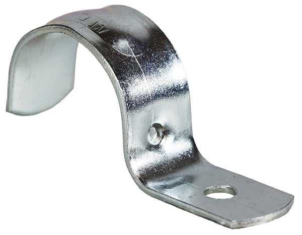 One Hole Strap, Steel material, Zinc Plated Finish, Surface mounting, 13 GA thickness, 1-1/4 in. strap size