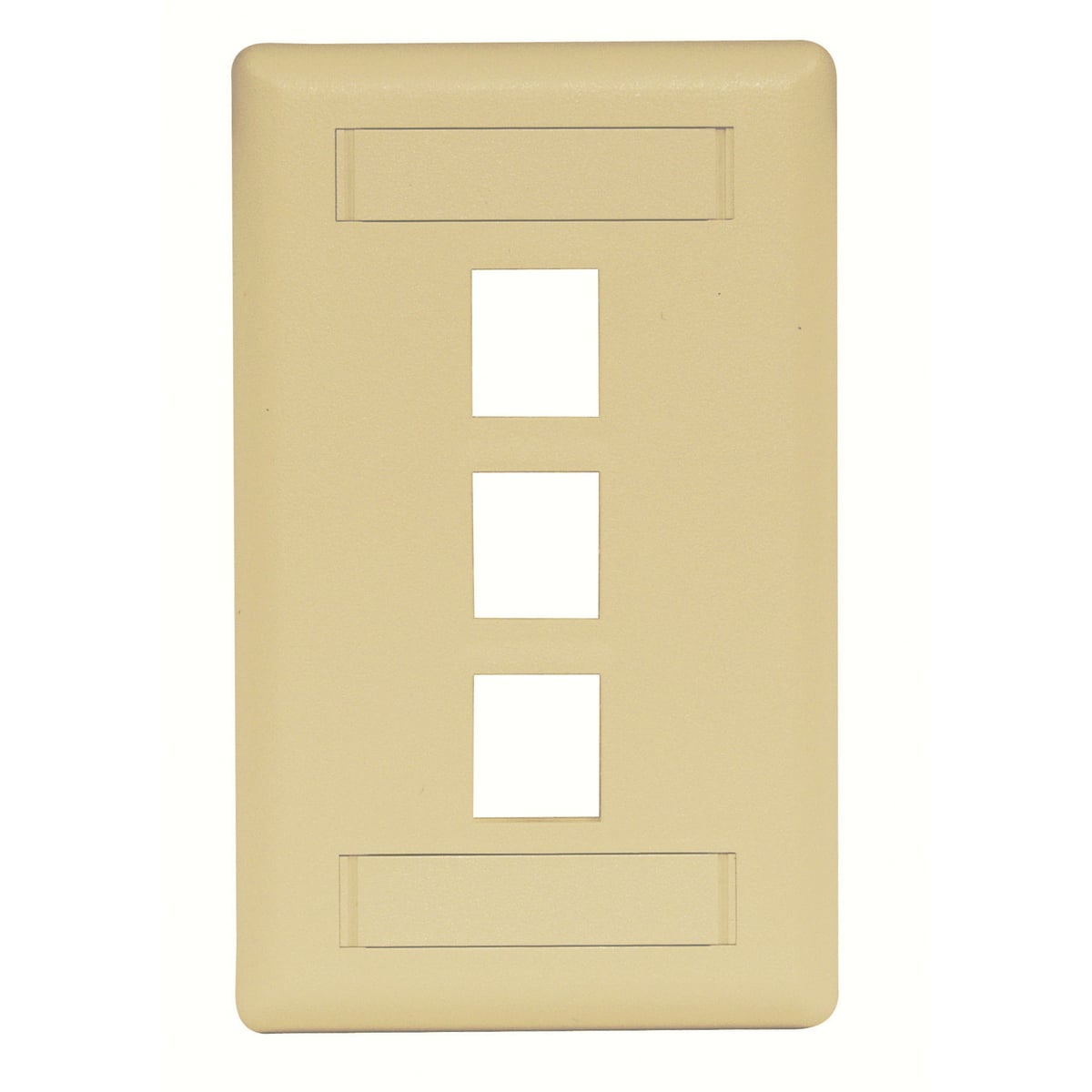 Phone/Data/Multimedia Faceplate, Face Plate, Rear-Loading, 3-Port, Single-Gang, Electric Ivory