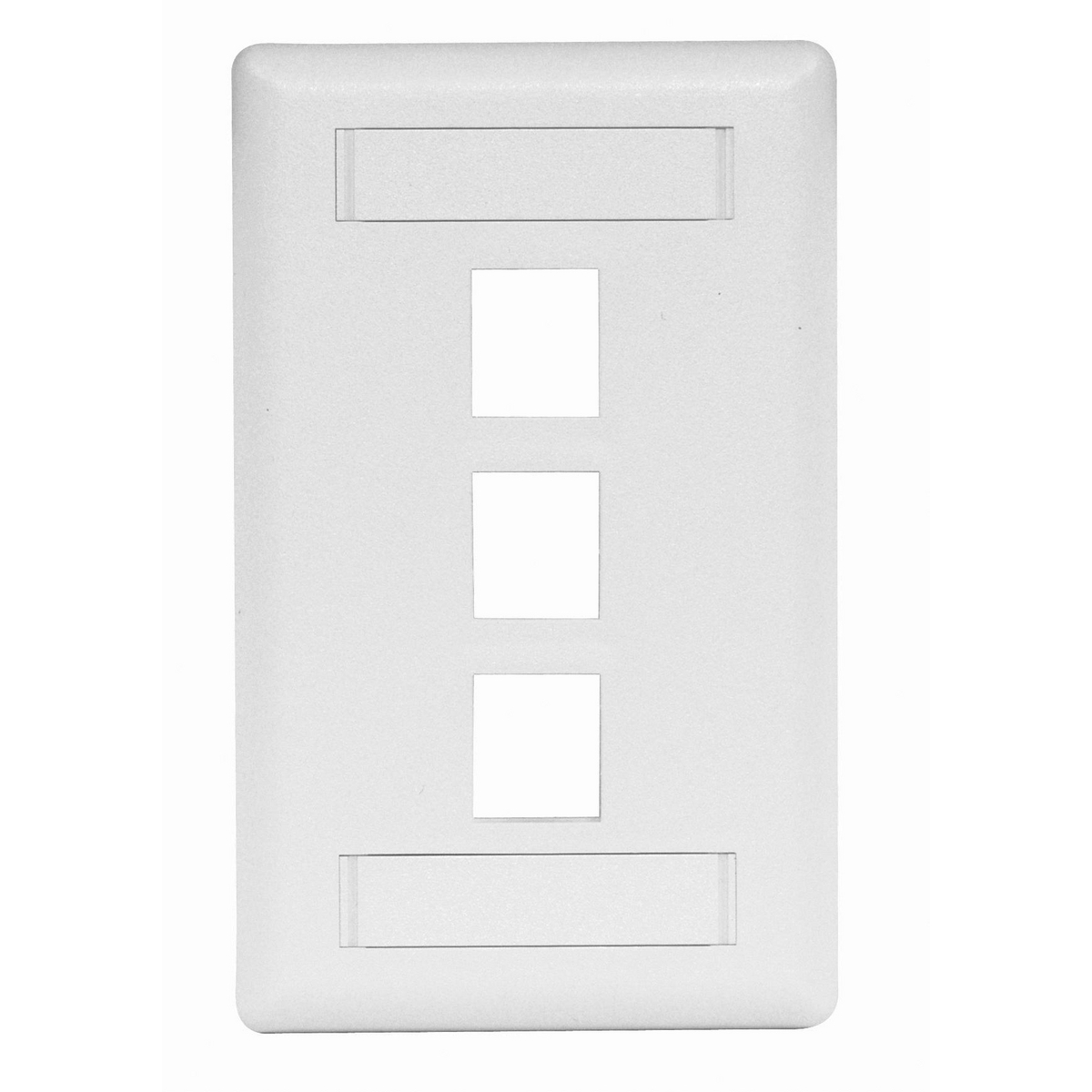 Phone/Data/Multimedia Face Plate, Face Plate, Rear-Loading, 3-Port, Single-Gang, White