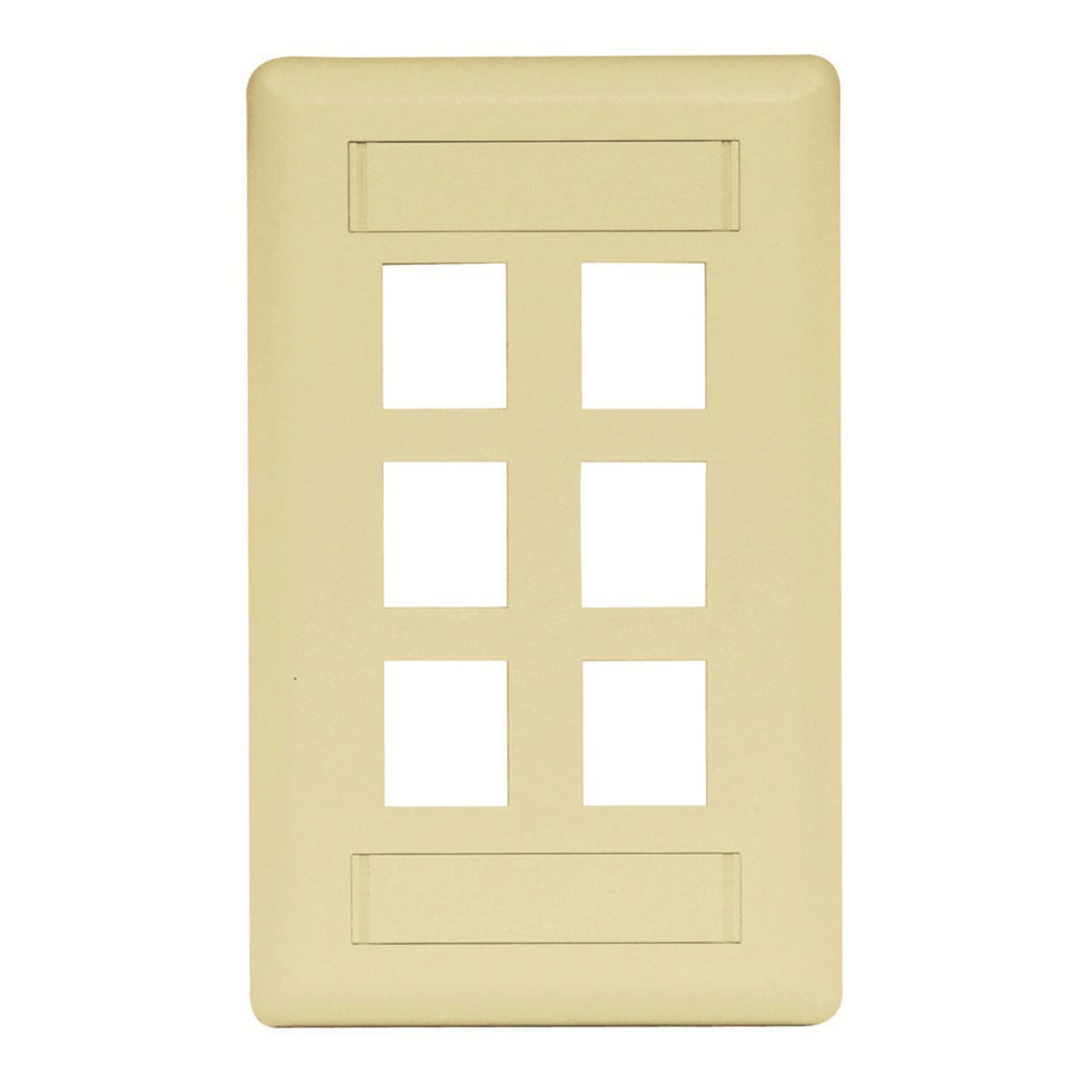 Phone/Data/Multimedia Face Plate, Face Plate, Rear-Loading, 6-Port, Single-Gang, Electric Ivory