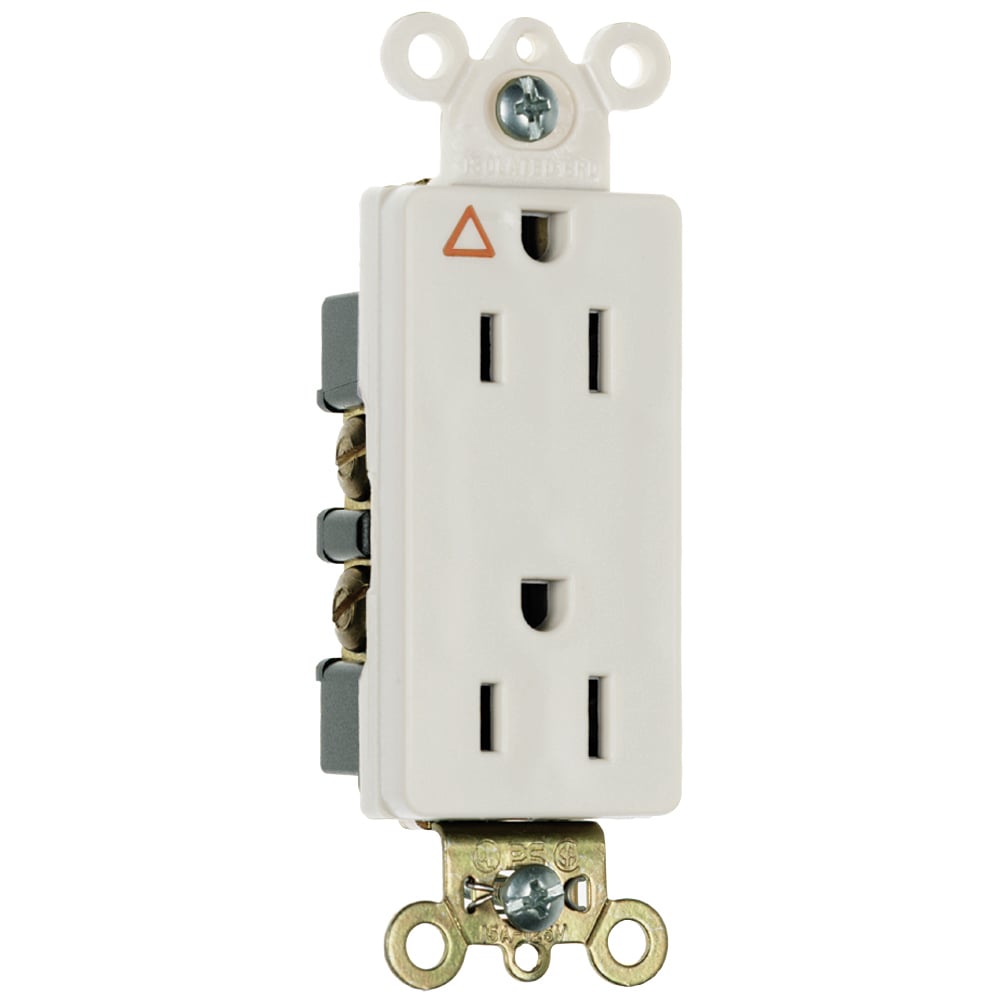 Isolated Ground Heavy-Duty Decorator Spec Grade Duplex Receptacle Back and, Side Wire 15amp 125volt White