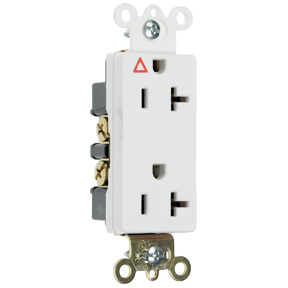 Isolated Ground Heavy-Duty Decorator Spec Grade Duplex Receptacle Back and, Side Wire 20amp 125volt White