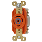 Twist-Lock Devices, Single Flush Receptacle 30A, 3 Phase Y 120/208V AC, 4 Pole, 5 Wire Grounding, NEMA L21-30R, Isolated ground, nylon, Orange