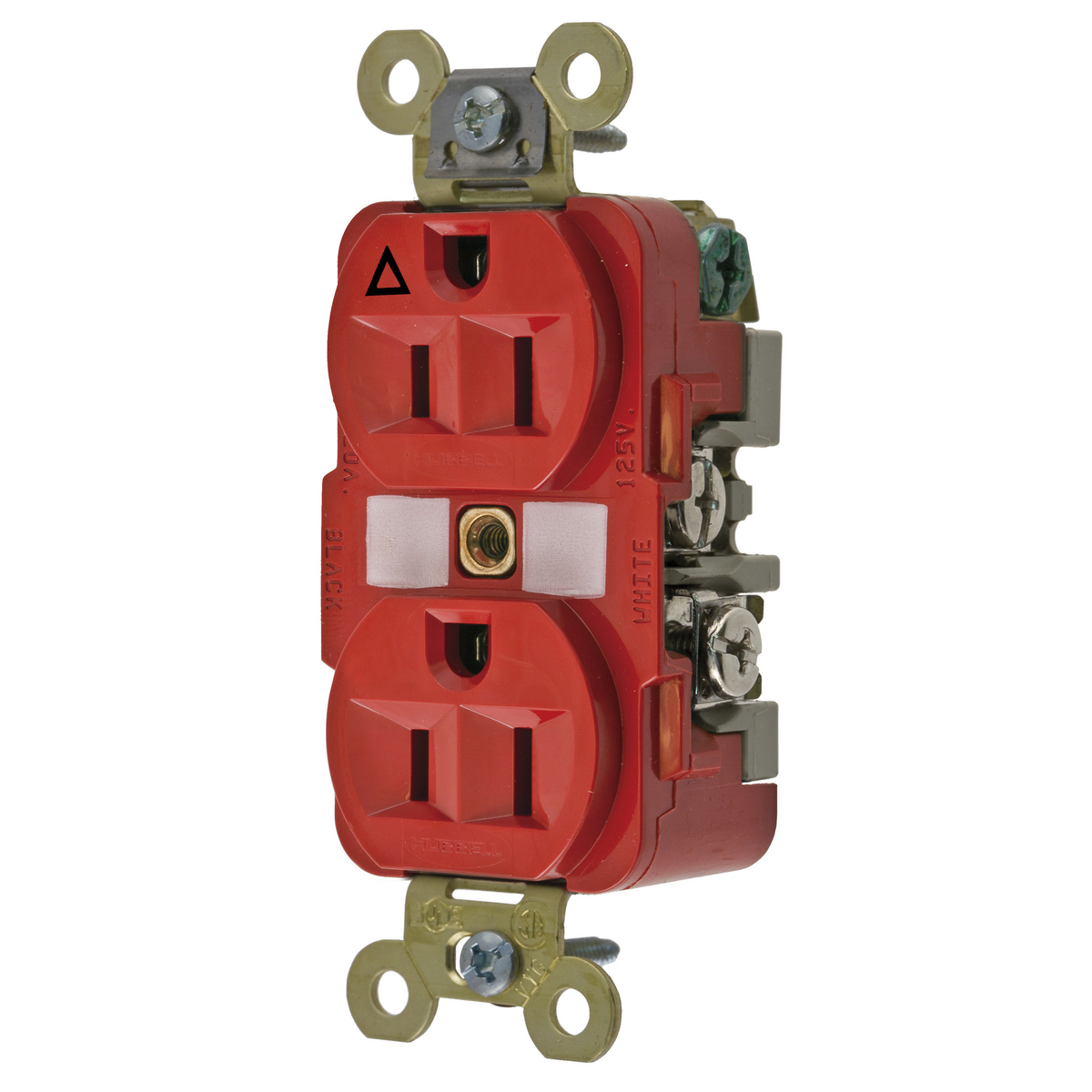 Straight Blade Devices, Receptacles, Duplex, Industrial Grade, Isolated ground, 2-Pole 3-Wire Grounding, 15A 125V, 5-15R, Red, Single Pack