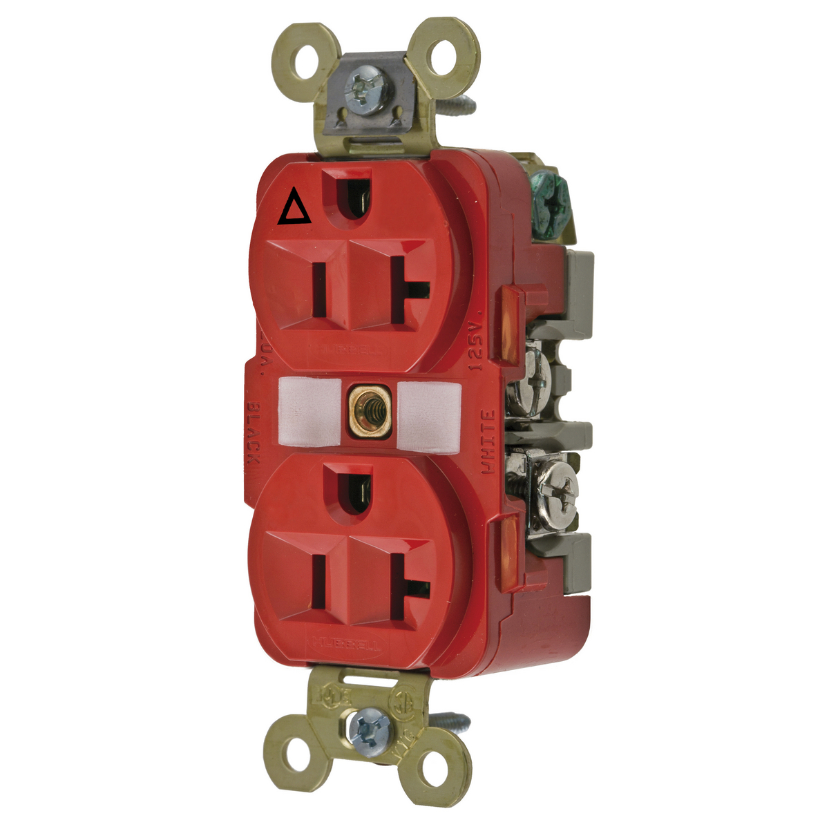 Straight Blade Devices, Isolated Ground, Receptacles, Duplex, Commercial/Industrial Grade, 2-Pole 3-Wire Grounding, 20A 125V, 5-20R, Red, Single Pack