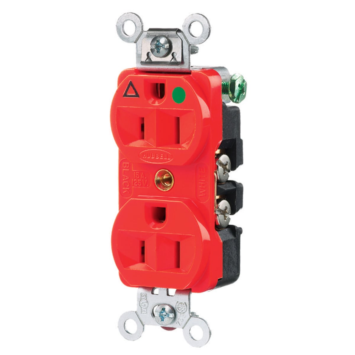 Straight Blade Duplex Receptacle, Hospital Grade, 2-Pole 3-Wire Grounding, 15A 125V, 5-15R