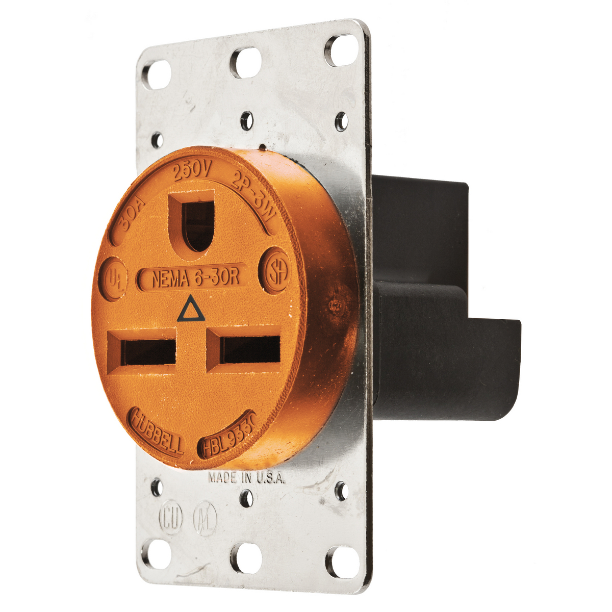 Straight Blade Receptacle, Flush Receptacle, Industrial Grade, 2-Pole 3-Wire Grounding, 30A 250V, 5-20R