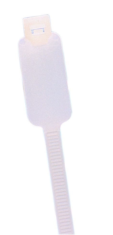 IDEAL, Tie, Identification, Width: 0.100 IN, Length: 4 IN, Thickness: 044 IN, Bundle Diameter: 1/16 To 7/8 IN, Material: Nylon, Color: Natural, Tensile Strength: 18 LB, Pad Size: 5/16 IN Height X 1 IN Length
