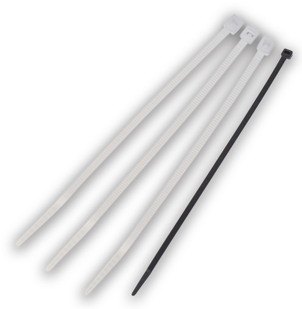 IDEAL, Cable Tie, Powr-Tie, Intermediate, Width: 0.140 IN, Length: 8.800 IN, Thickness: 0.490 IN, Bundle Diameter: 1/16 To 2-3/8 IN, Material: Nylon, Color: UV Black, Tensile Strength: 40 LB