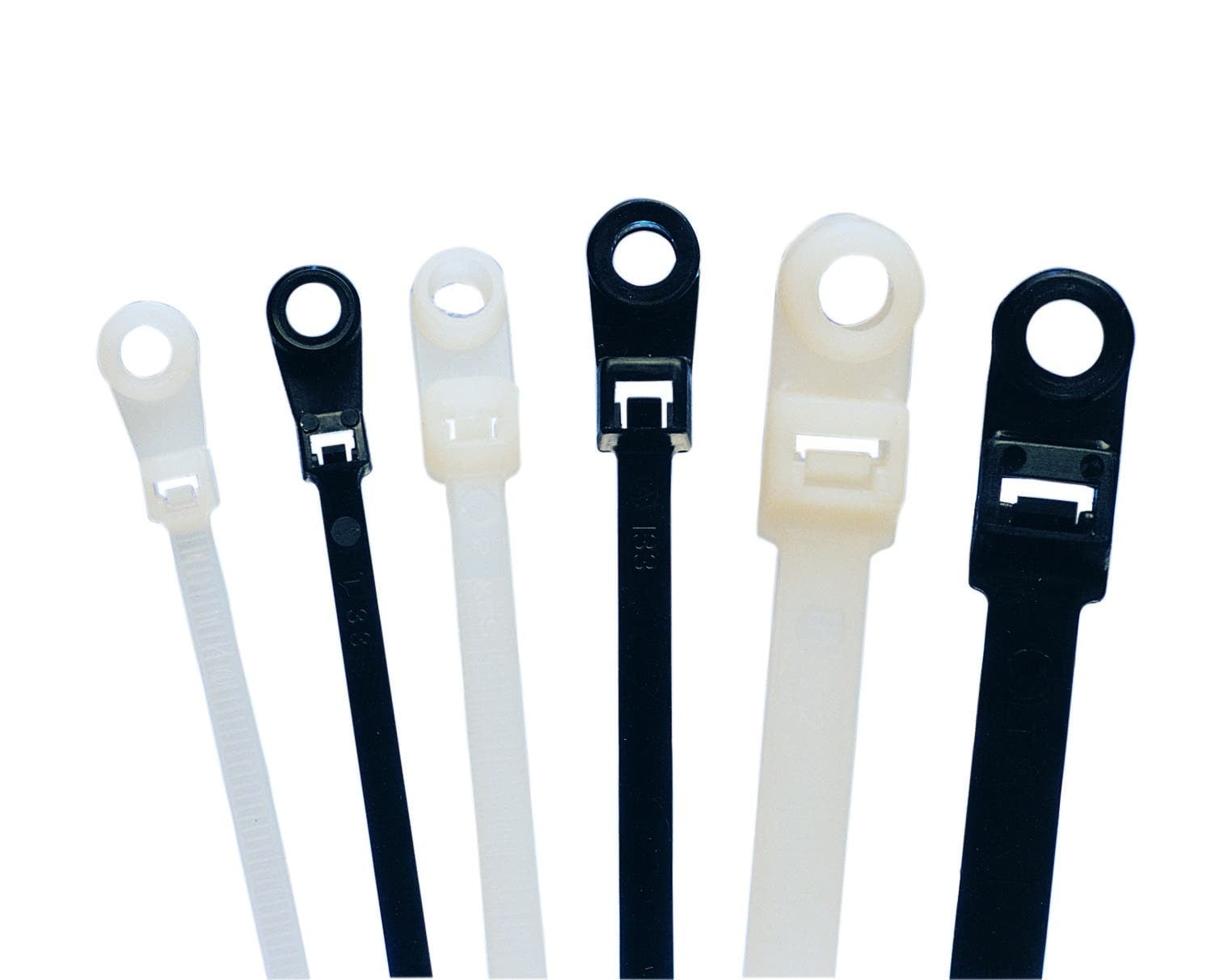 IDEAL, Head Tie, Mounting, Length: 11.800 IN, Width: 0.189 IN, Thickness: 050 IN, Bundle Diameter: 1/16 To 3 IN, Material: Nylon, Color: Natural, Tensile Strength: 50 LB, Screw Size: #10