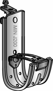 2" J-Hook and Set Screw Beam Clamp Assembly, Beam Clamp Fits up to 1/2" Flange, Includes Plastic Wire Retaining Clip, Pre-Galvanized/Spring Steel