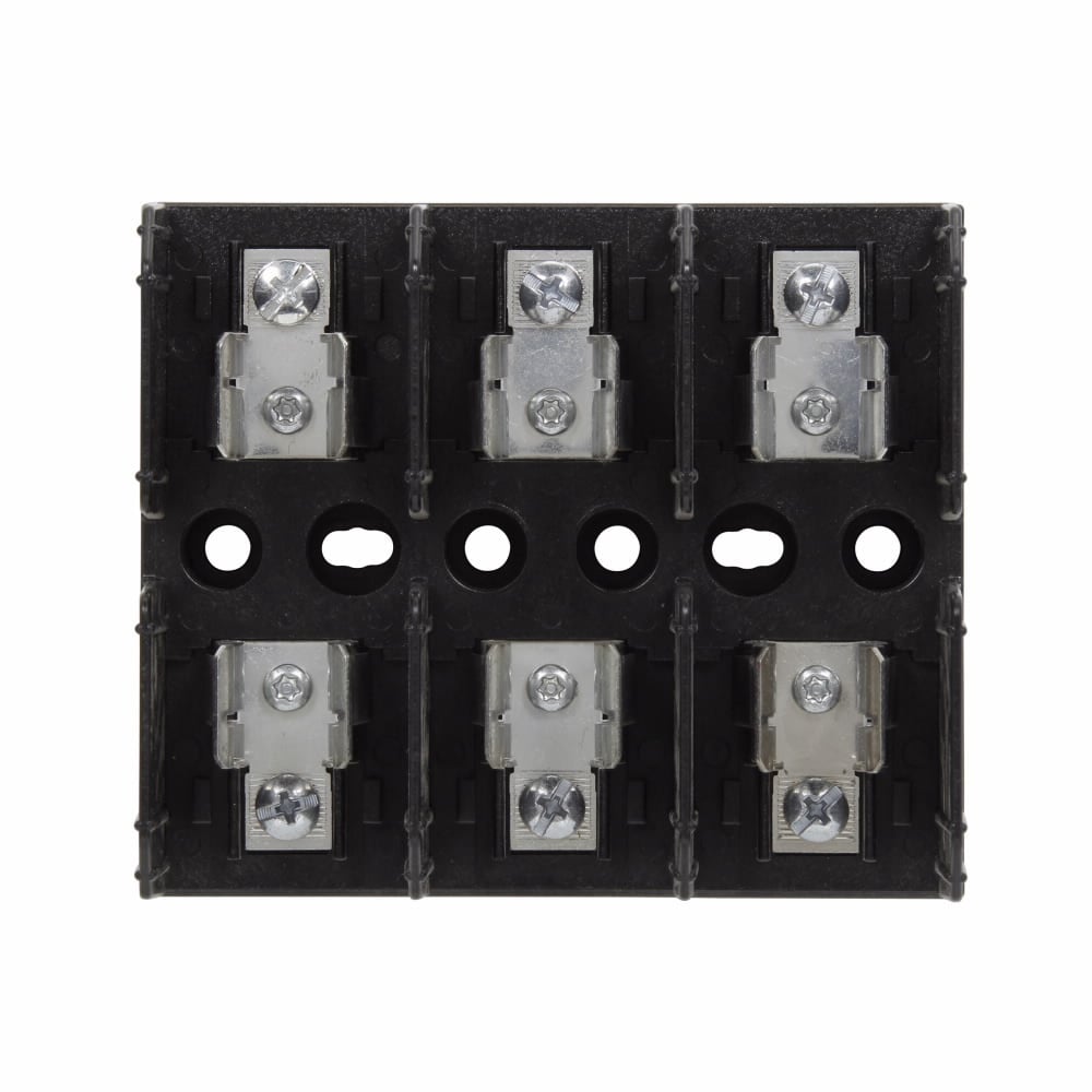 J600 Series Fuse Block, 0.5-30A, 600 Vac, 600 Vdc, Class J, Thermoplastic material, DIN rail mounting, Screw connection, Three-pole, 200 kAIC RMS Sym. interrupt rating, #10-14 AWG (copper) wire size, J600 series
