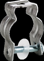 Conduit Hanger with Bolt, Fits 1/2" EMT or 3/8 to 1/2" Rigid/IMC, Keyholed - No nut required, Pre-Galvanized