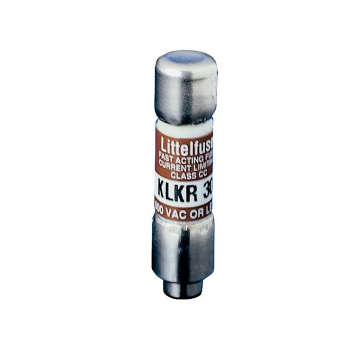 KLKR series Class CC fuses are fast-acting fuses intended for general-purpose branch circuit protection. Their compact size, fast-acting overload response, and their highly current limiting design make them ideal for use in OEM equipment and control panels because Solid-state devices such as SCRs and other electronic equipment generally require fast-acting protection.