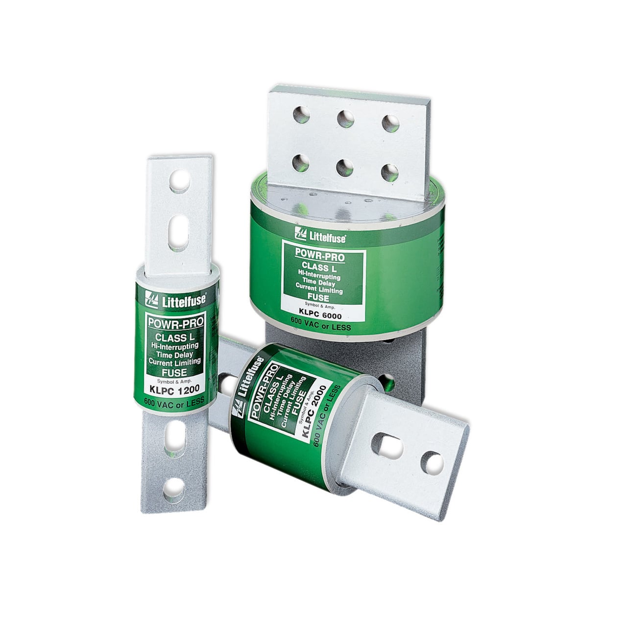 KLPC series POWR-PRO fuses provide ideal overcurrent protection for circuits from 200 through 6000 amperes. KLPC series POWR-PRO fuses specification-grade construction and performance meet or exceed the most stringent project specifications: 99.9% pure silver links, silver-plated copper end bells, glass-reinforced melamine bodies, O-ring seals between body and end bells, and granular quartz fillers. KLPC series POWR-PRO fuses are the only UL listed Class L fuses that provide a minimum of ten seconds time delay at 500% rated current and are also as current limiting as the fastest Class L fuse on the market. On average, the peak let-through currents of KLPC series fuses are 10% less than any other "time-delay" Class L fuse.
