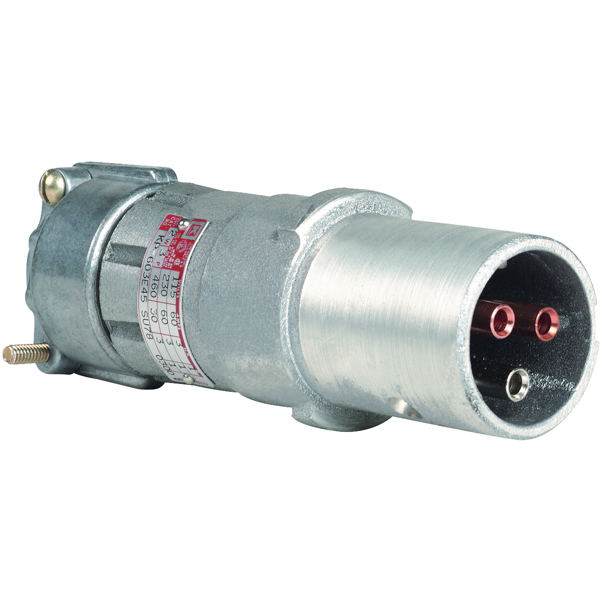 KP Series - Aluminum 60 Amp Plug - E Type - 3W 4P Circuit - Grommet Range 0.875-1.125 Inch - 115/230VAC 60Hz