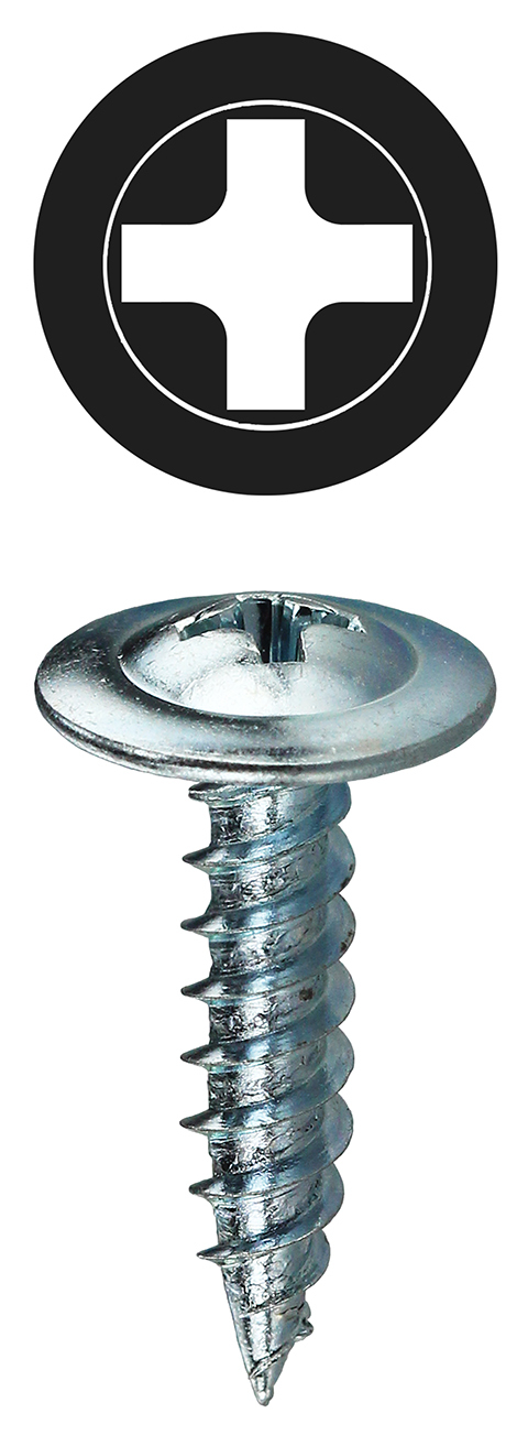 KWBK812 K-Lath Metal Piercing Screw, #8, 1/2 in OAL, Wafer Head, Phillips Drive, Steel, Zinc Plated