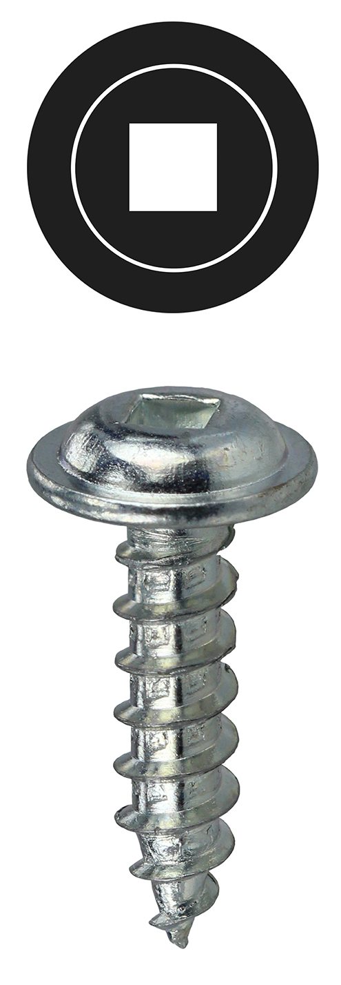 KWDDT1012 K-Lath Screw, #10, 1/2 in OAL, Wafer Head, Square Drive, Steel, Zinc Plated